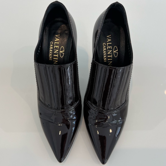 VALENTINO GARAVANI BROWN PATENT LEATHER ANKLE BOOTS SIZE IT 38 / US 8 - Picture 3 of 15